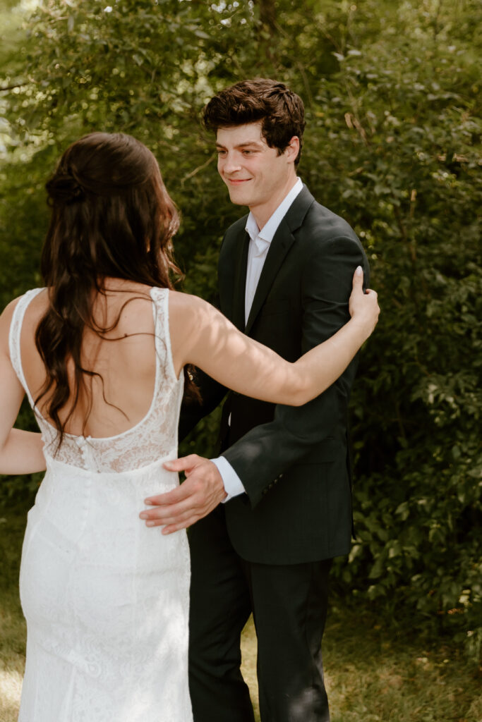 The groom's first look at his bride!