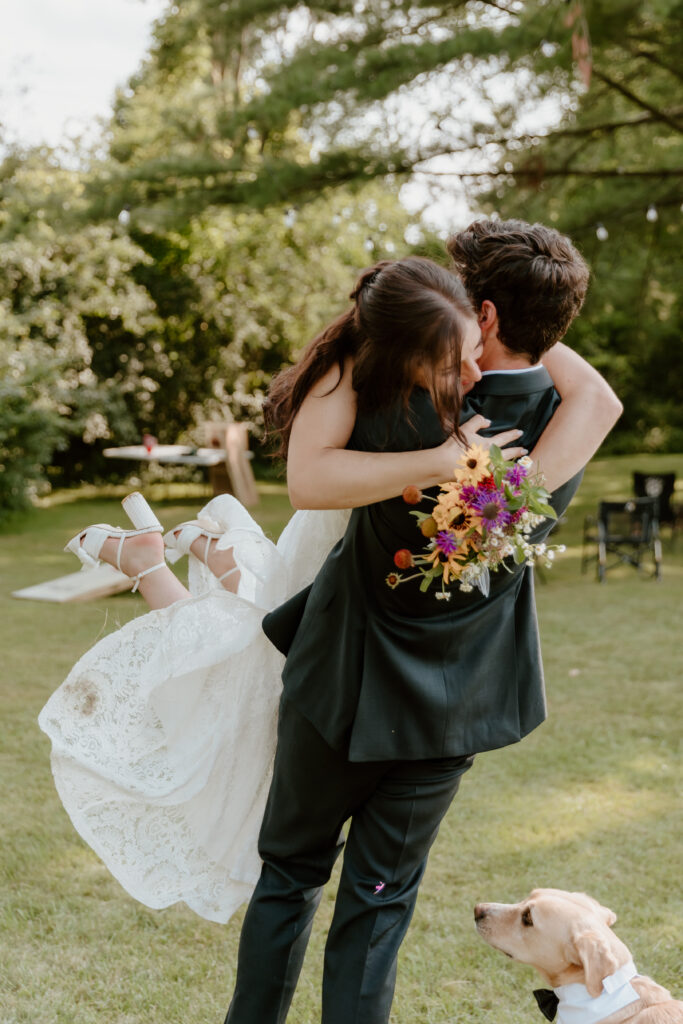 The bride & groom celebrate being officially married