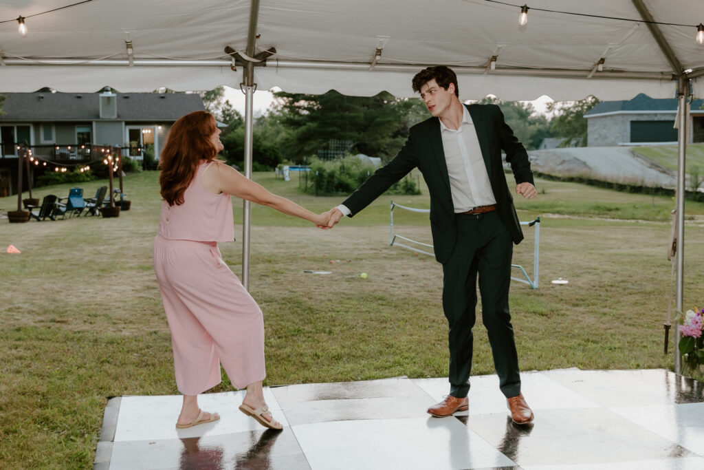 The groom and his mom during their mother/son dance