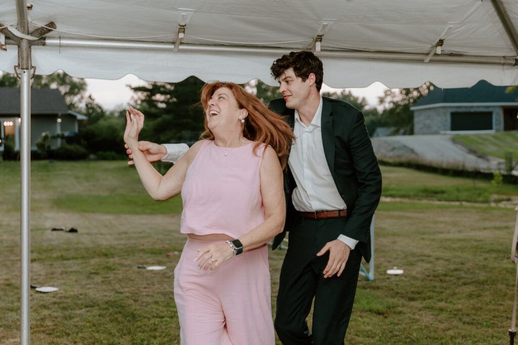 The groom and his mom during their mother/son dance